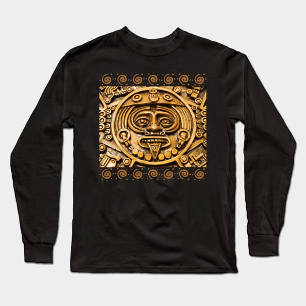 Aztec relief Long Sleeve T-Shirt by black&blue